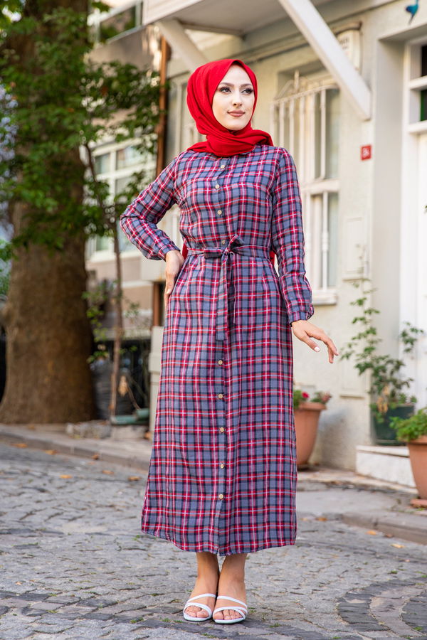 3259 EKOSE ELBISE Kırmızı - 3259