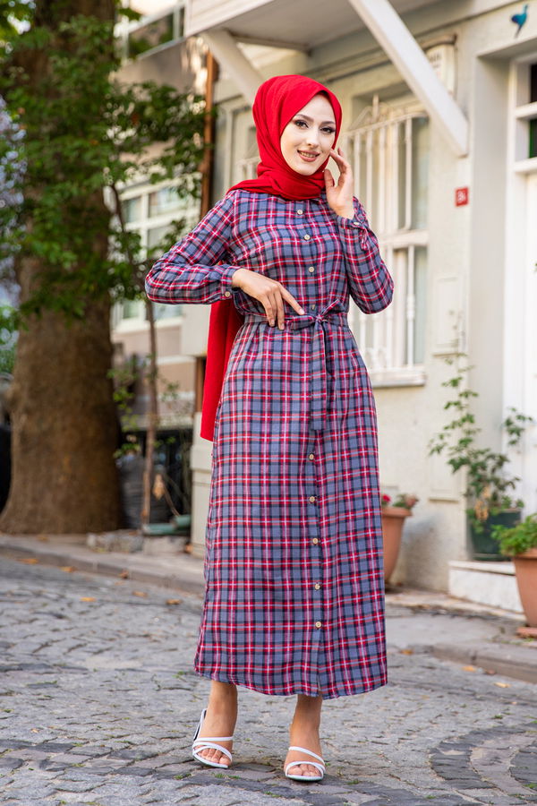 3259 EKOSE ELBISE Kırmızı - 3259