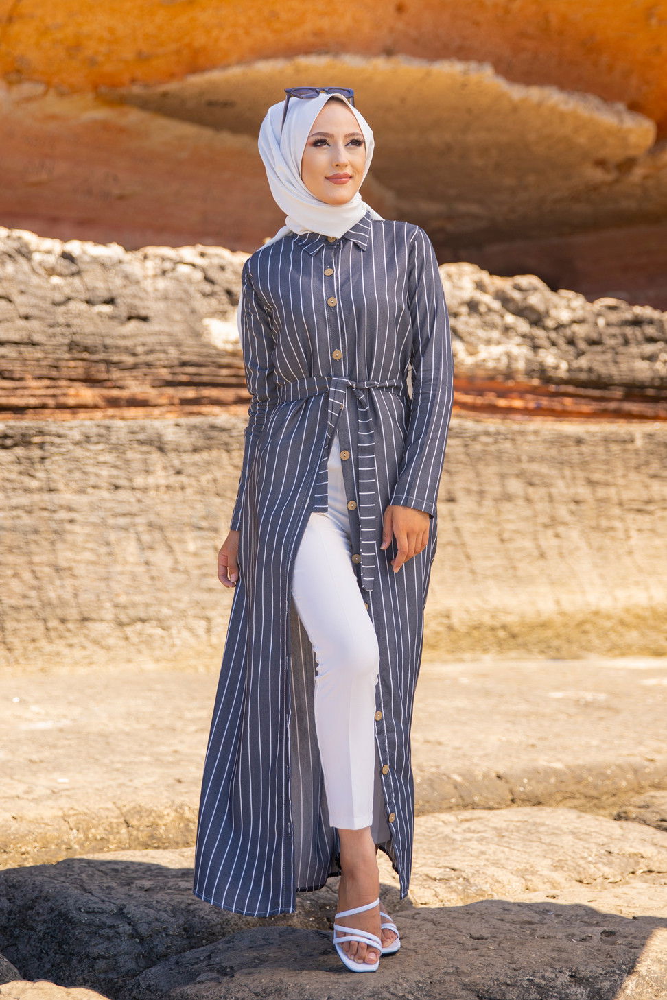 3260 CIZGILI ELBISE Lacivert - 3260 LACİVERT