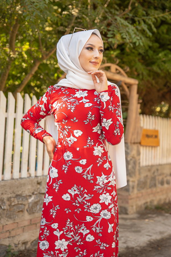 8589 ELBISE Kırmızı - 8589 Kırmızı