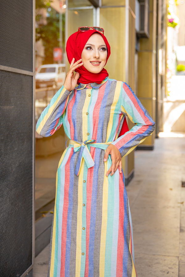 9057 KUSAKLI ELBISE Yeşil - 9057