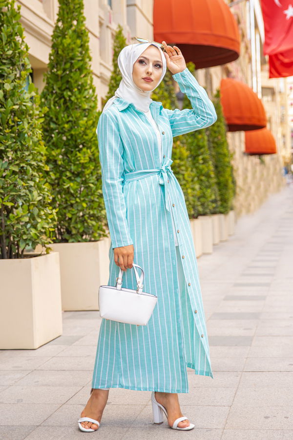 9057 KUSAKLI ELBISE Yeşil - 9057 YEŞİL