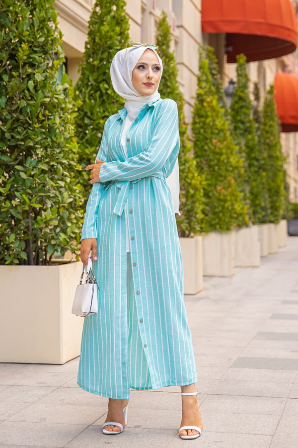 9057 KUSAKLI ELBISE Yeşil - 9057 YEŞİL