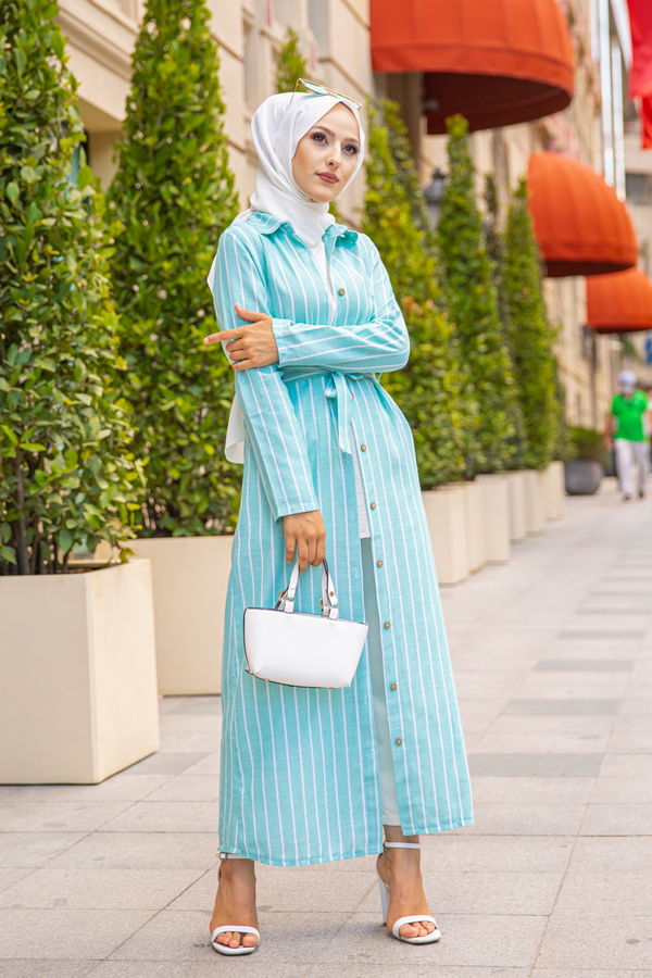 9057 KUSAKLI ELBISE Yeşil - 9057 YEŞİL