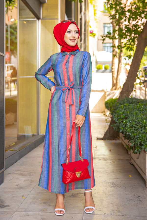 9057 KUSAKLI ELBISE Lacivert - 9057 LACİVERT