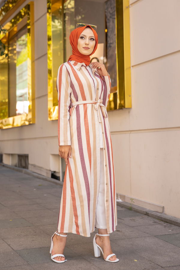9057 KUSAKLI ELBISE Vizon - 9057 VİZON