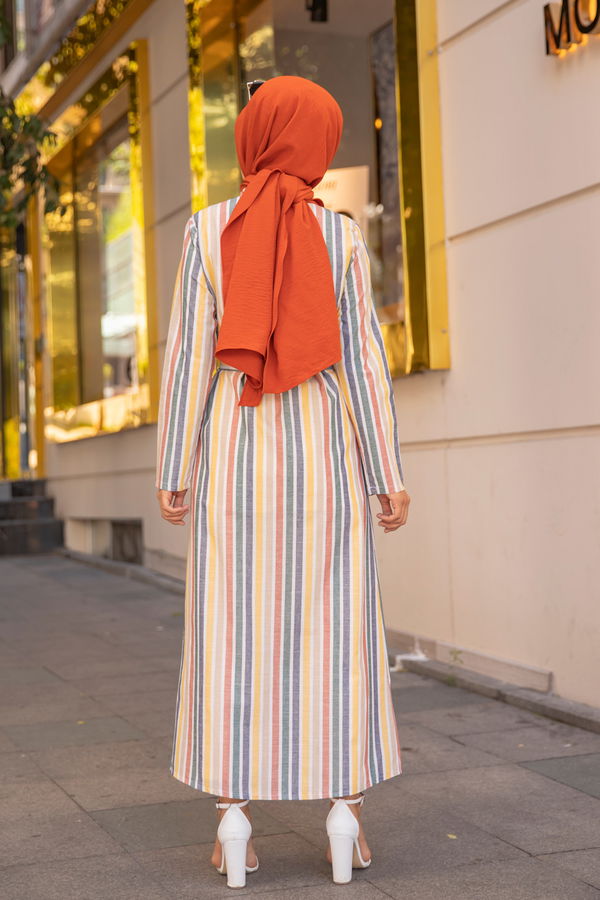 9057 KUSAKLI ELBISE Vizon - 9057