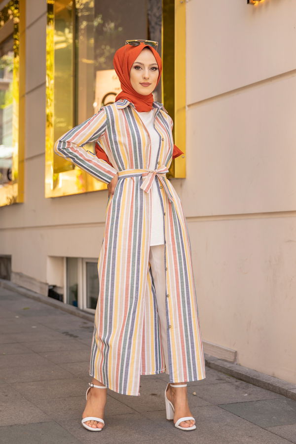 9057 KUSAKLI ELBISE Vizon - 9057