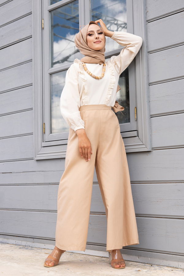 3223 BLUZ PANTOLON Bej - 3223