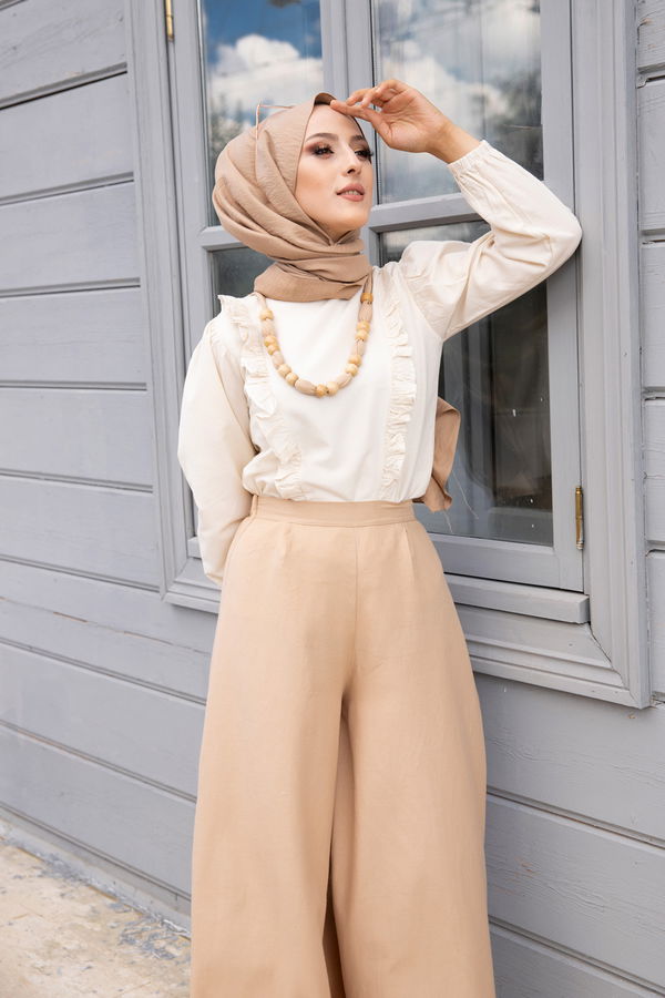 3223 BLUZ PANTOLON Bej - 3223