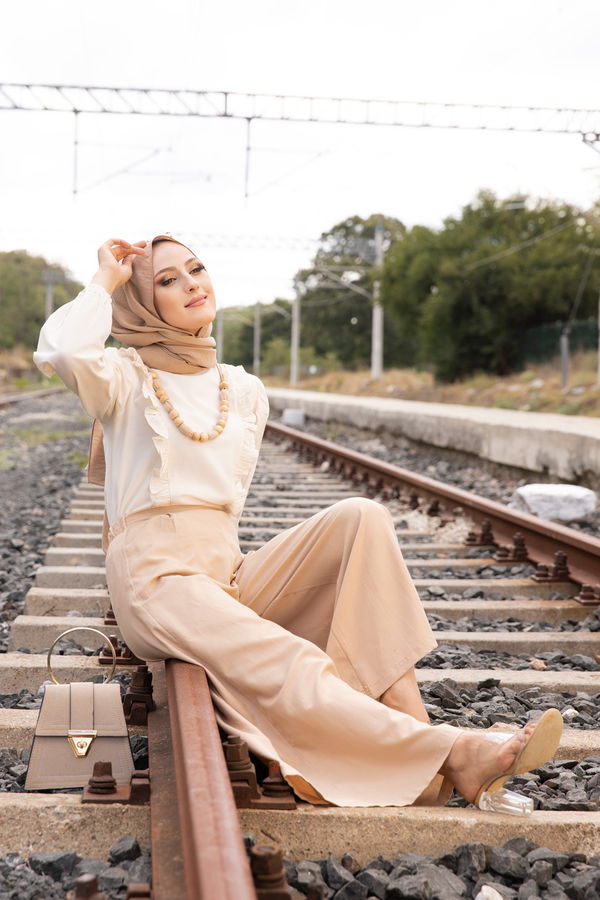3223 BLUZ PANTOLON Bej - 3223
