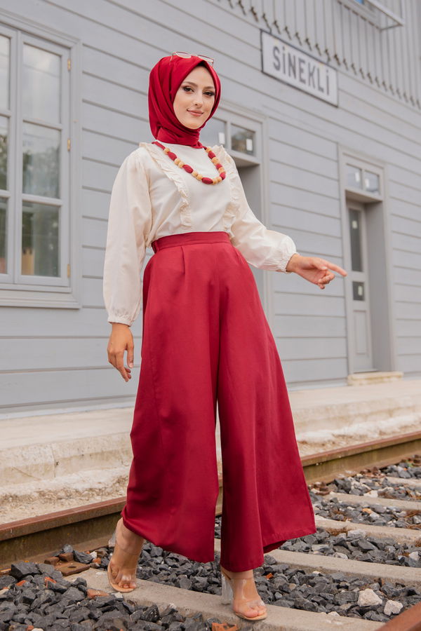3223 BLUZ PANTOLON Bordo - 3223 BORDO