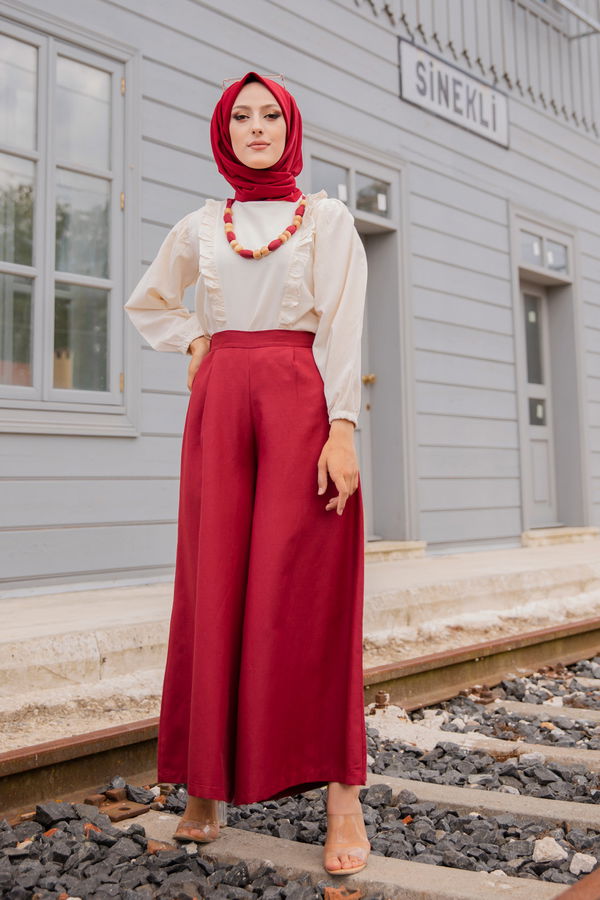 3223 BLUZ PANTOLON Bordo - 3223 BORDO