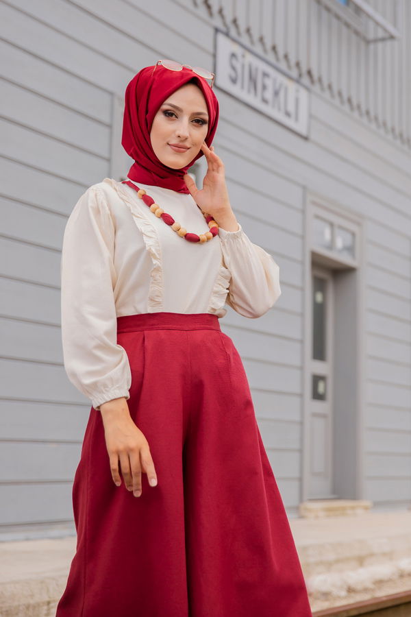 3223 BLUZ PANTOLON Bordo - 3223 BORDO