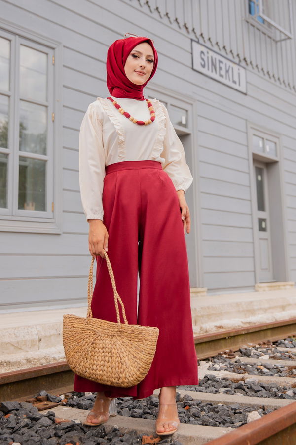 3223 BLUZ PANTOLON Bordo - 3223 BORDO
