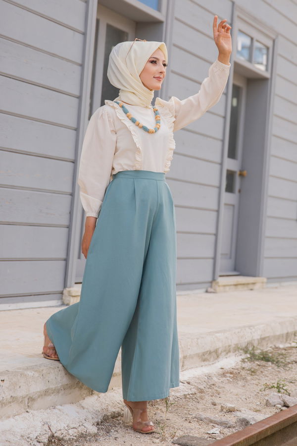3223 BLUZ PANTOLON Yeşil - 3223