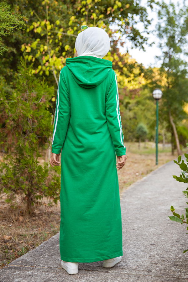 Şeritli Elbise Yeşil - 3227