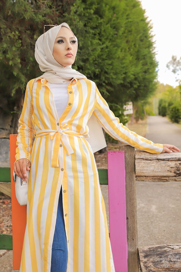 9057 KUSAKLI ELBISE Sarı - 9057