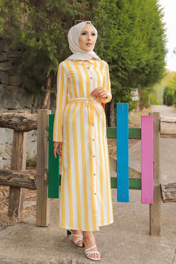 9057 KUSAKLI ELBISE Sarı - 9057