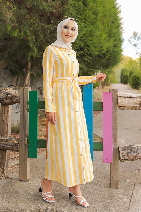 9057 KUSAKLI ELBISE Sarı - 9057