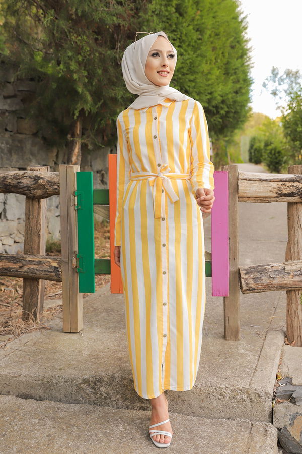 9057 KUSAKLI ELBISE Sarı - 9057