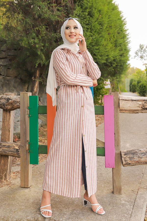 9057 KUSAKLI ELBISE Taba - 9057 TABA