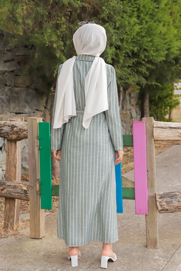 9057 KUSAKLI ELBISE Yeşil - 9057 YEŞİL