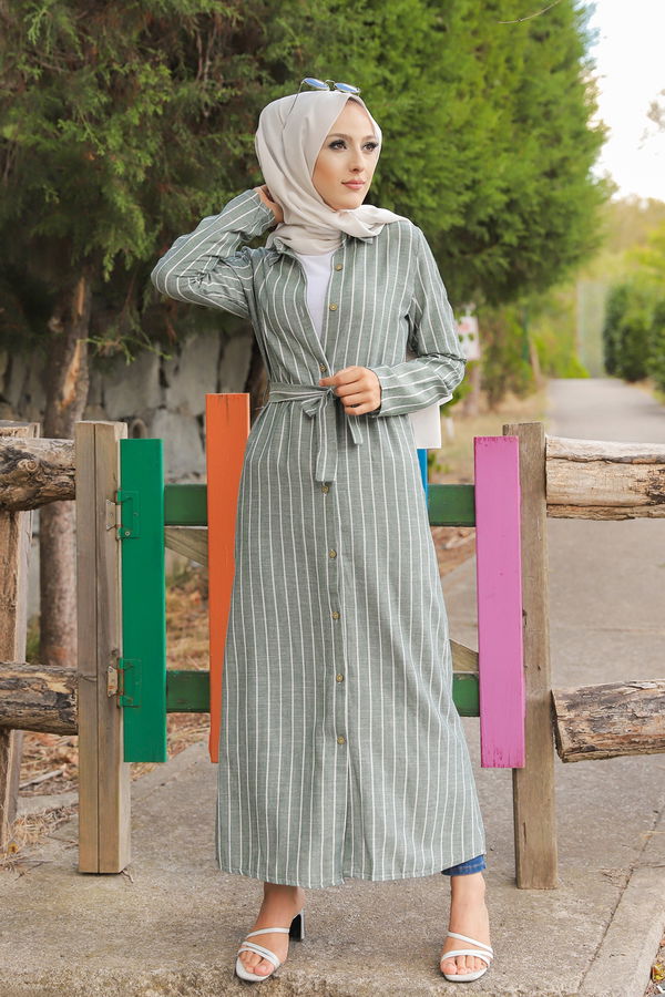 9057 KUSAKLI ELBISE Yeşil - 9057 YEŞİL