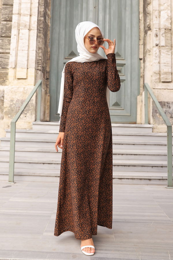 8485 KREP ELBİSE Kiremit - 8485