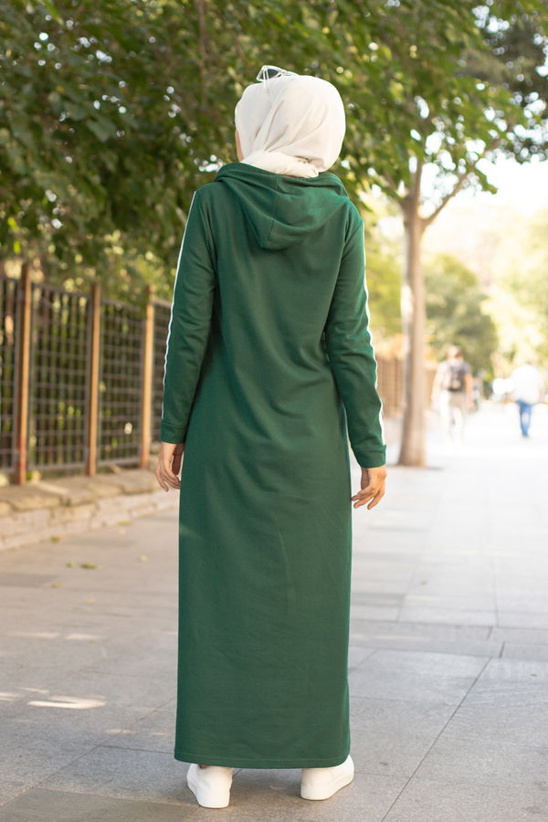 Şeritli Elbise Yeşil - 3227 YEŞİL
