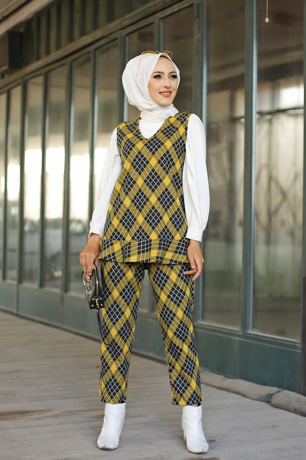 3336 TUNIK PANTOLON KEMER Sarı - 3336