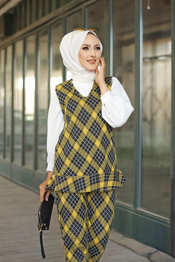 3336 TUNIK PANTOLON KEMER Sarı - 3336