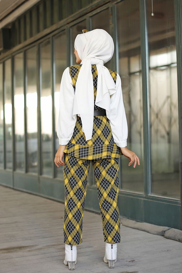 3336 TUNIK PANTOLON KEMER Sarı - 3336