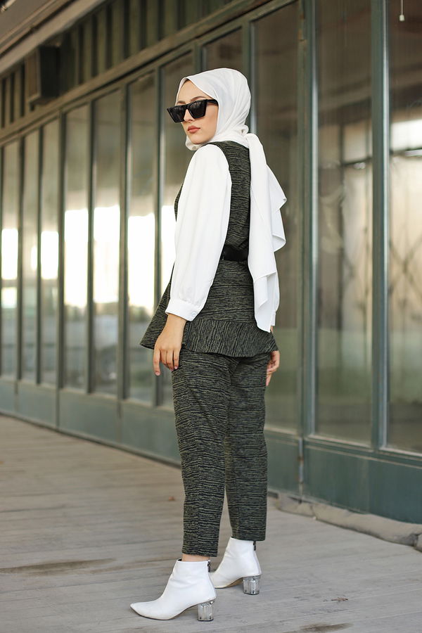 8625 TUNIK PANTOLON KEMER Haki - 8625