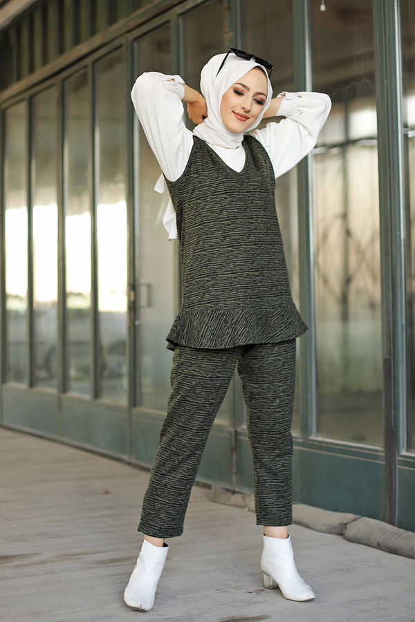 8625 TUNIK PANTOLON KEMER Haki - 8625