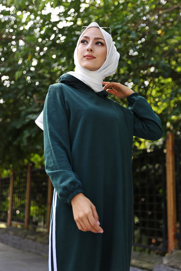 KAPSONLU ELBISE Yeşil - 5257 YEŞİL