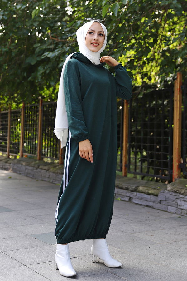 KAPSONLU ELBISE Yeşil - 5257 YEŞİL