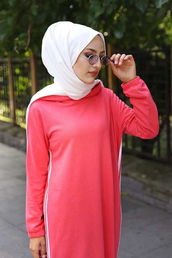 KAPSONLU ELBISE Kırmızı - 5257