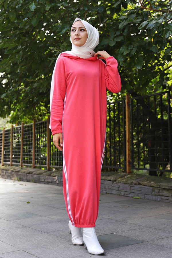 KAPSONLU ELBISE Kırmızı - 5257