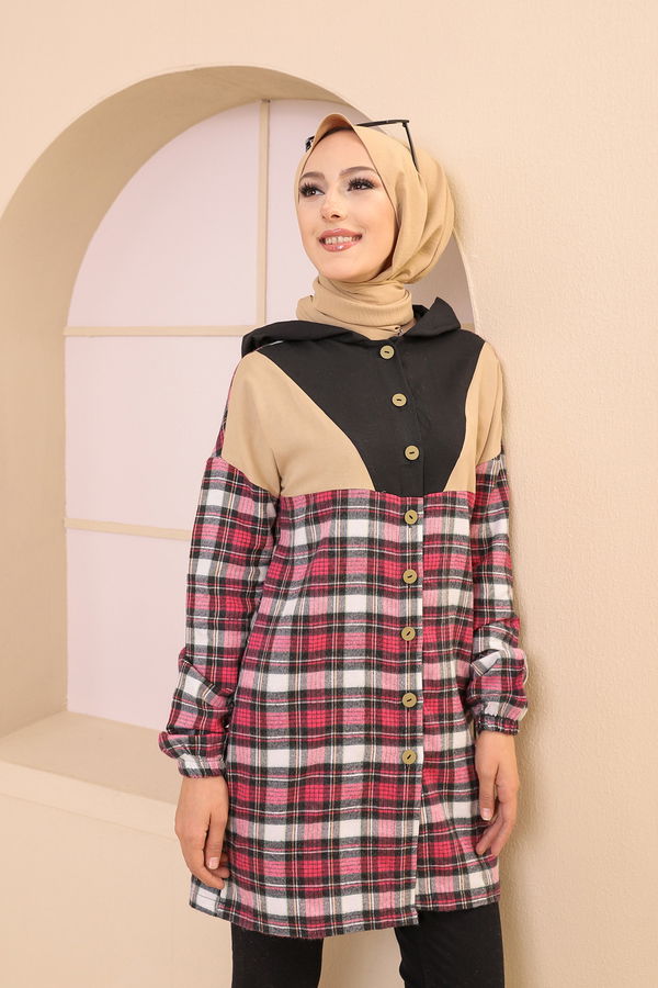 3312 KAPSONLU TUNIK Fuşya - 3312 FUŞYA