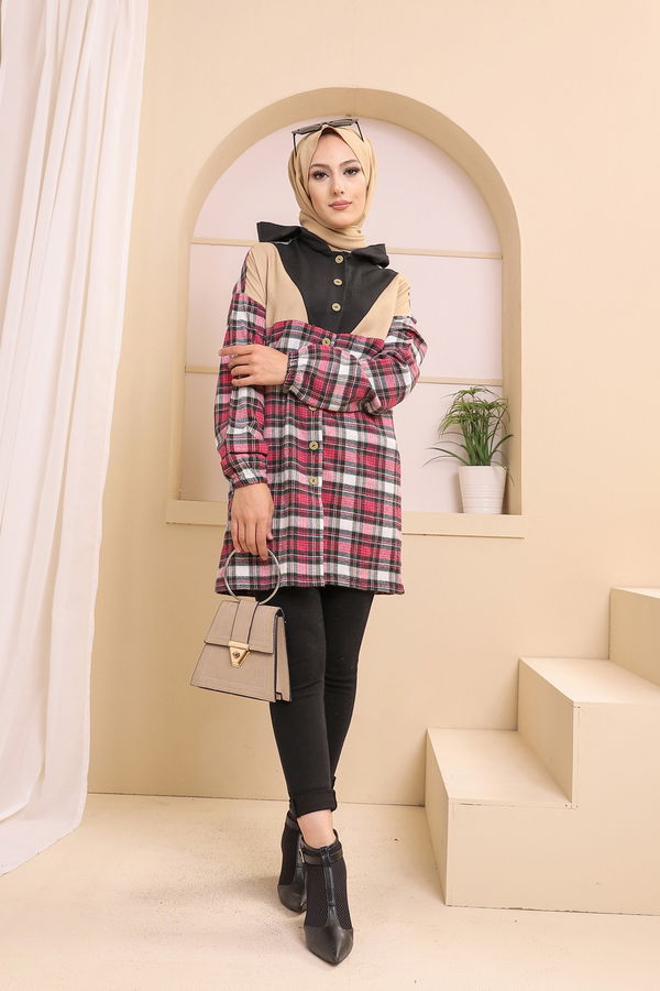3312 KAPSONLU TUNIK Fuşya - 3312 FUŞYA