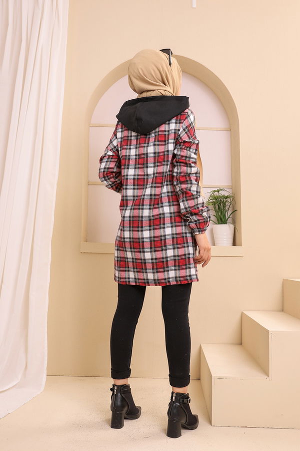 3312 KAPSONLU TUNIK Kırmızı - 3312