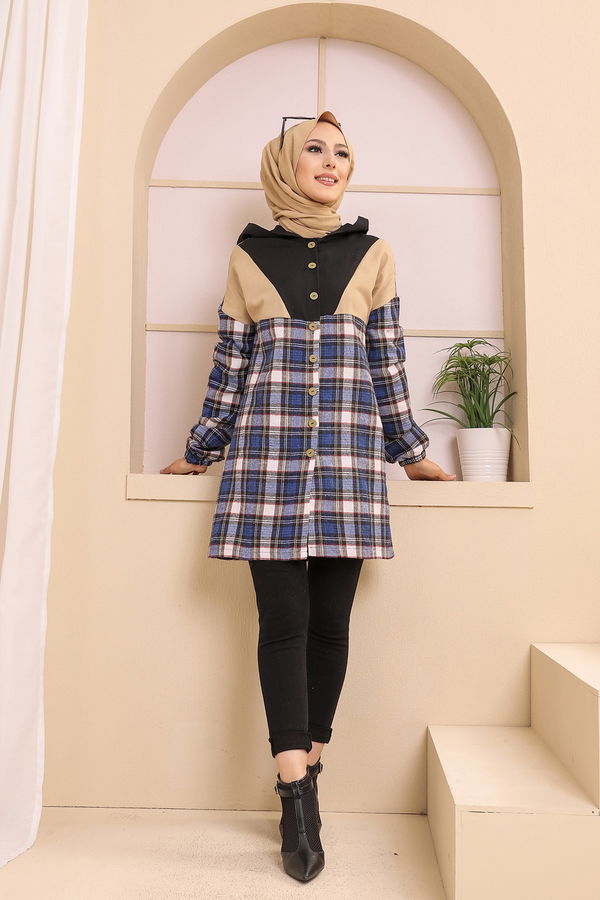 3312 KAPSONLU TUNIK Mavi - 3312 MAVİ