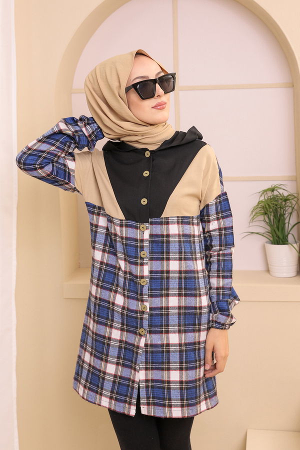 3312 KAPSONLU TUNIK Mavi - 3312 MAVİ