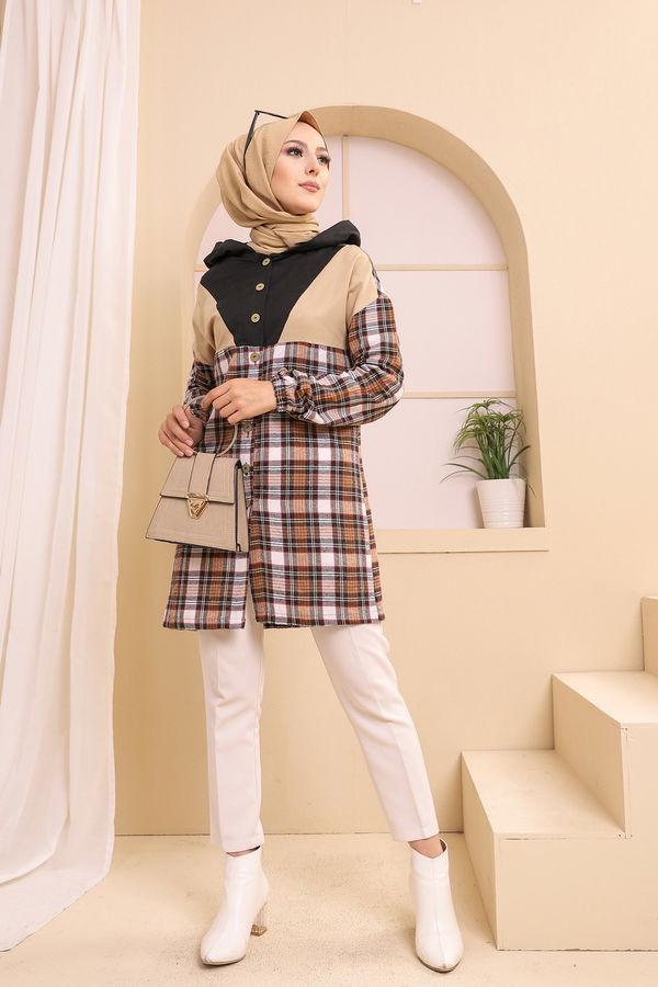 3312 KAPSONLU TUNIK Taba - 3312 TABA