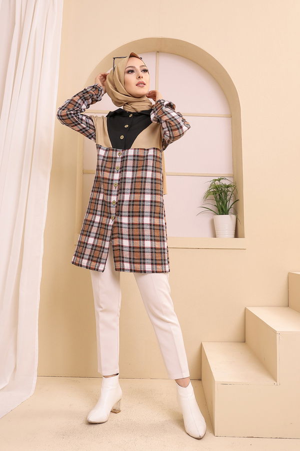 3312 KAPSONLU TUNIK Taba - 3312 TABA