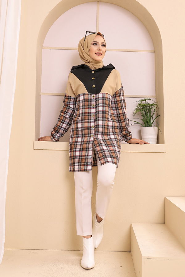 3312 KAPSONLU TUNIK Taba - 3312 TABA