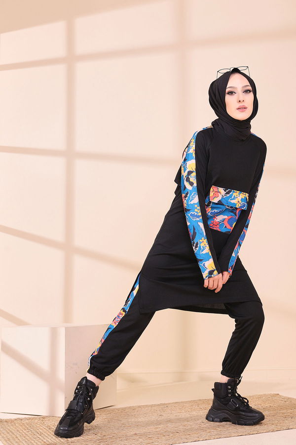9118 BLUZ PANTOLON Mavi - 9118 MAVİ