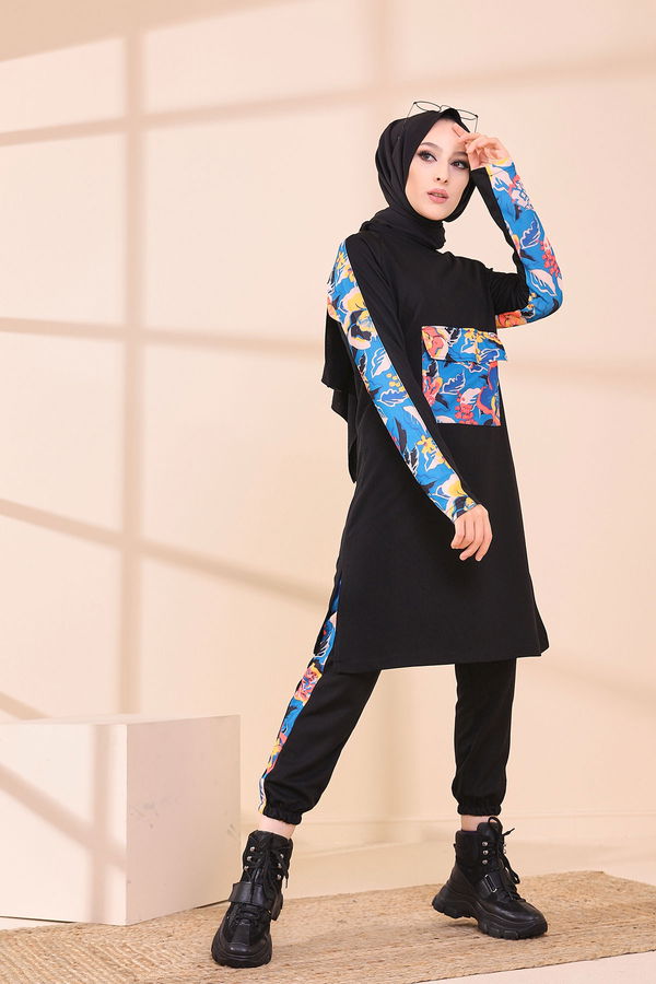 9118 BLUZ PANTOLON Mavi - 9118 MAVİ
