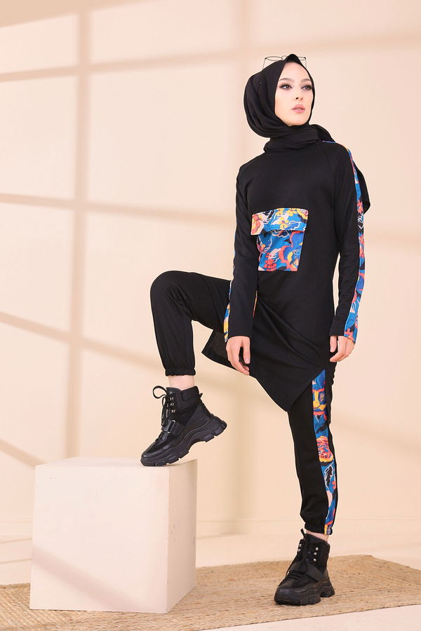 9118 BLUZ PANTOLON Mavi - 9118 MAVİ